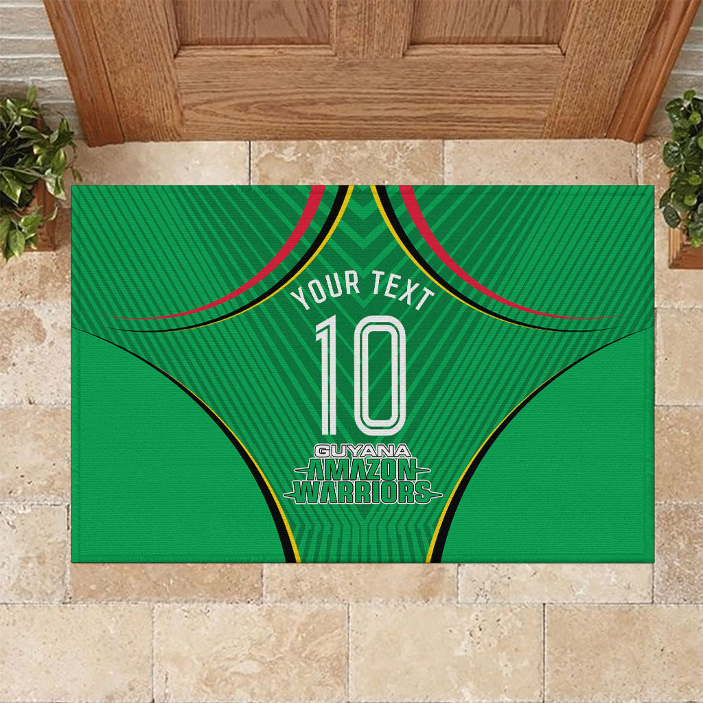 Personalized Guyana Cricket Amazon Warriors Rubber Doormat Modern Geometric Sports Fan