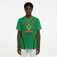 Personalized Guyana Cricket Amazon Warriors Scrub Top Modern Geometric Sports Fan