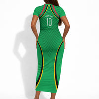 Personalized Guyana Cricket Amazon Warriors Short Sleeve Bodycon Dress Modern Geometric Sports Fan