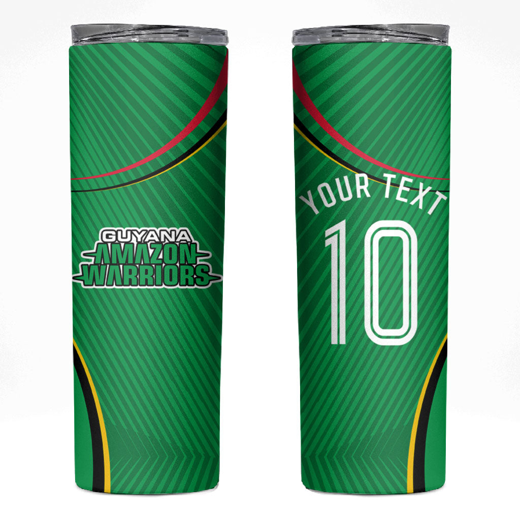 Personalized Guyana Cricket Amazon Warriors Skinny Tumbler Modern Geometric Sports Fan