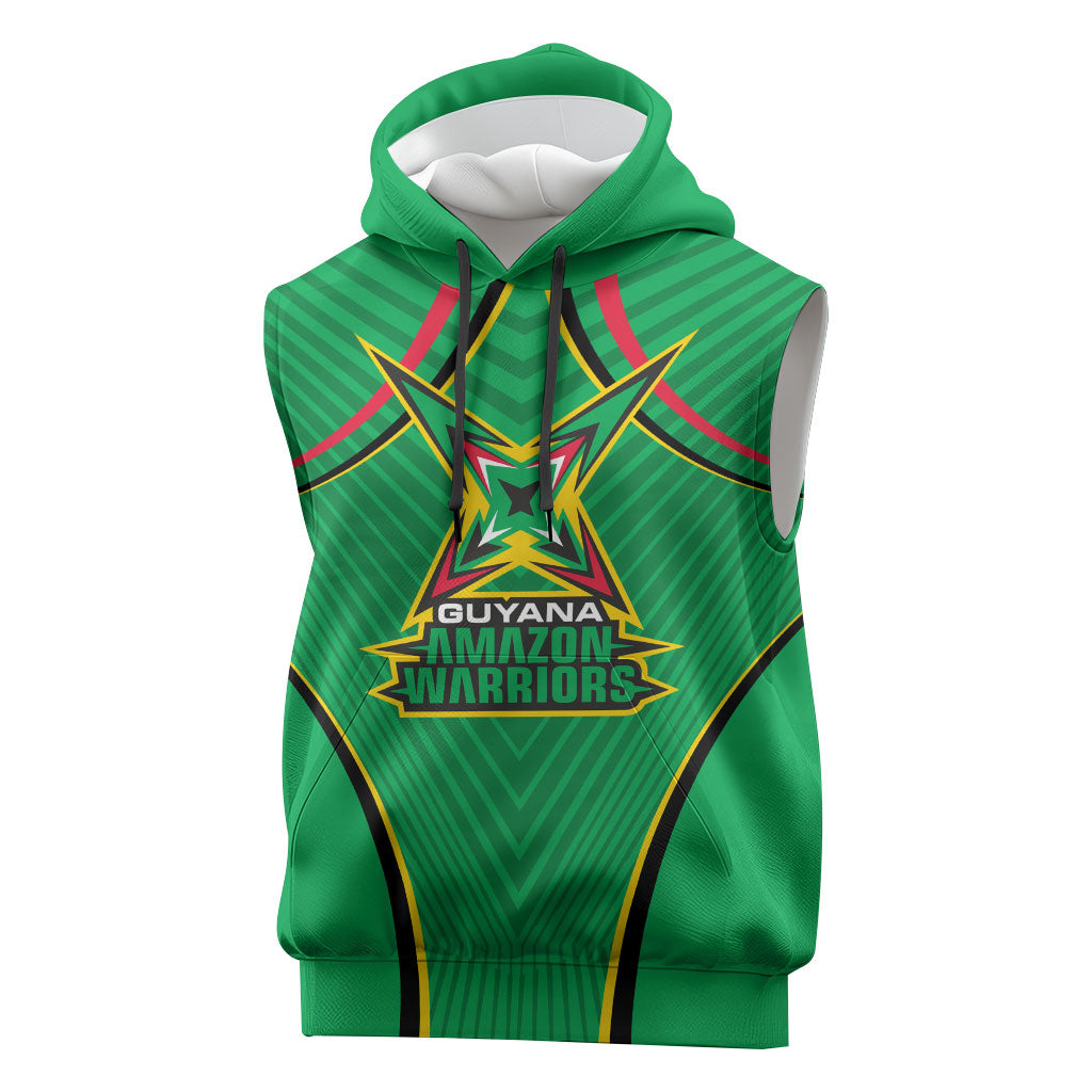 Personalized Guyana Cricket Amazon Warriors Sleeveless Hoodie Modern Geometric Sports Fan