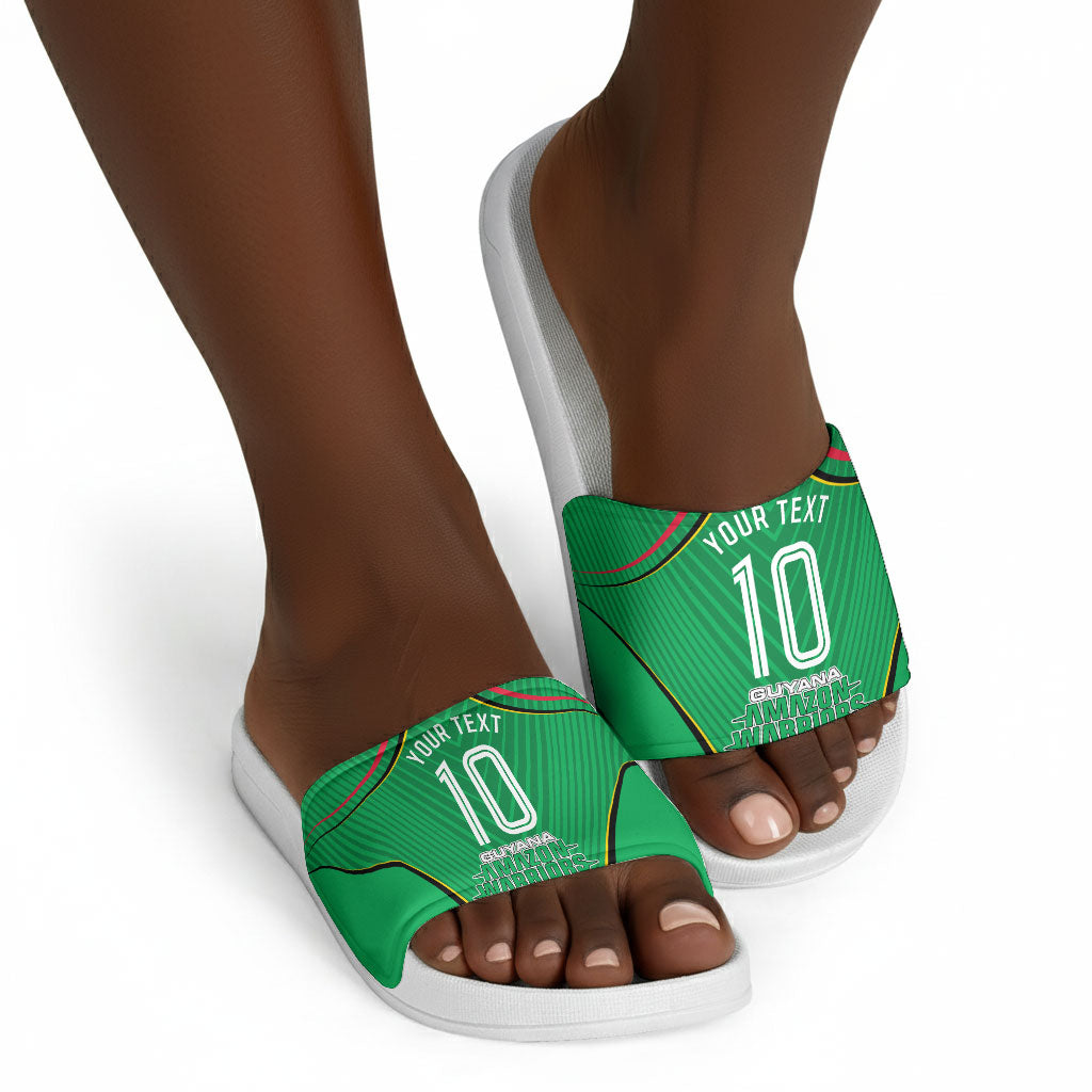 Personalized Guyana Cricket Amazon Warriors Slide Sandals Modern Geometric Sports Fan