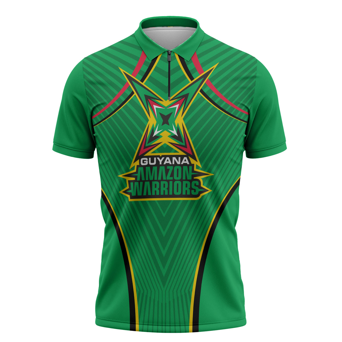 Personalized Guyana Cricket Amazon Warriors Zipper Polo Shirt Modern Geometric Sports Fan