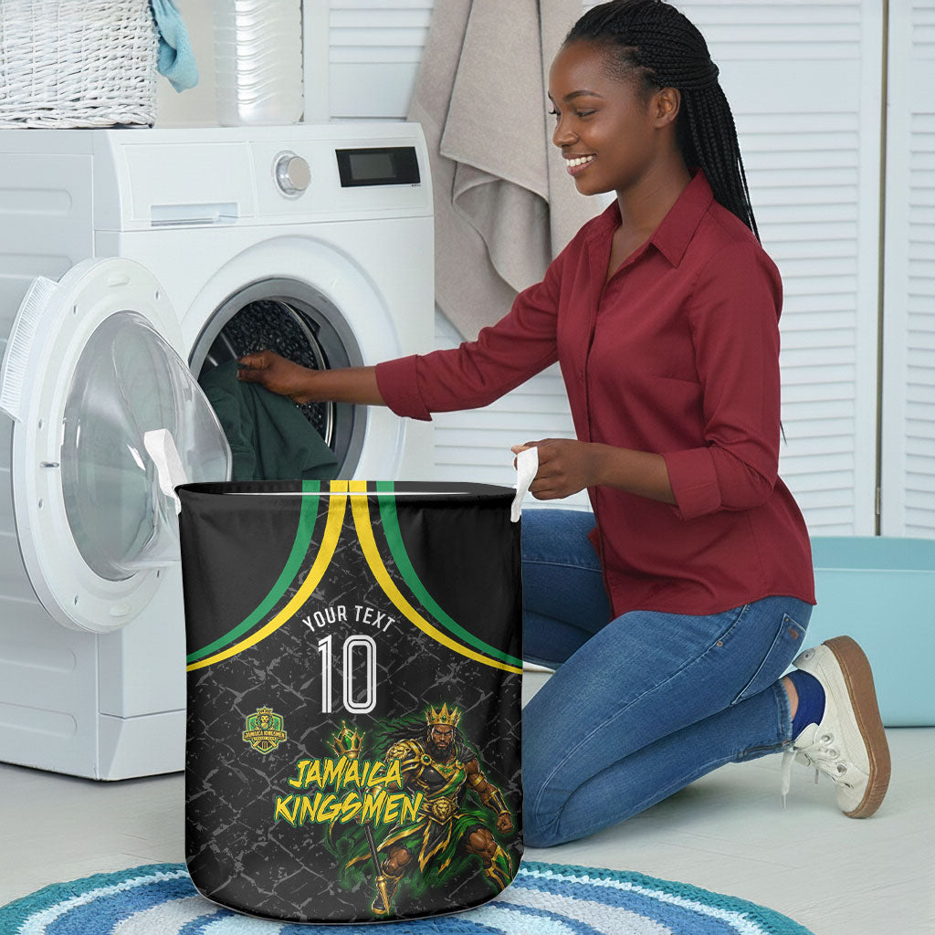 Personalized Jamaica Kingsmen Laundry Basket Caribbean Cricket Royal Warrior King Mascot