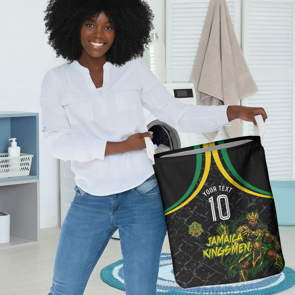 Personalized Jamaica Kingsmen Laundry Basket Caribbean Cricket Royal Warrior King Mascot