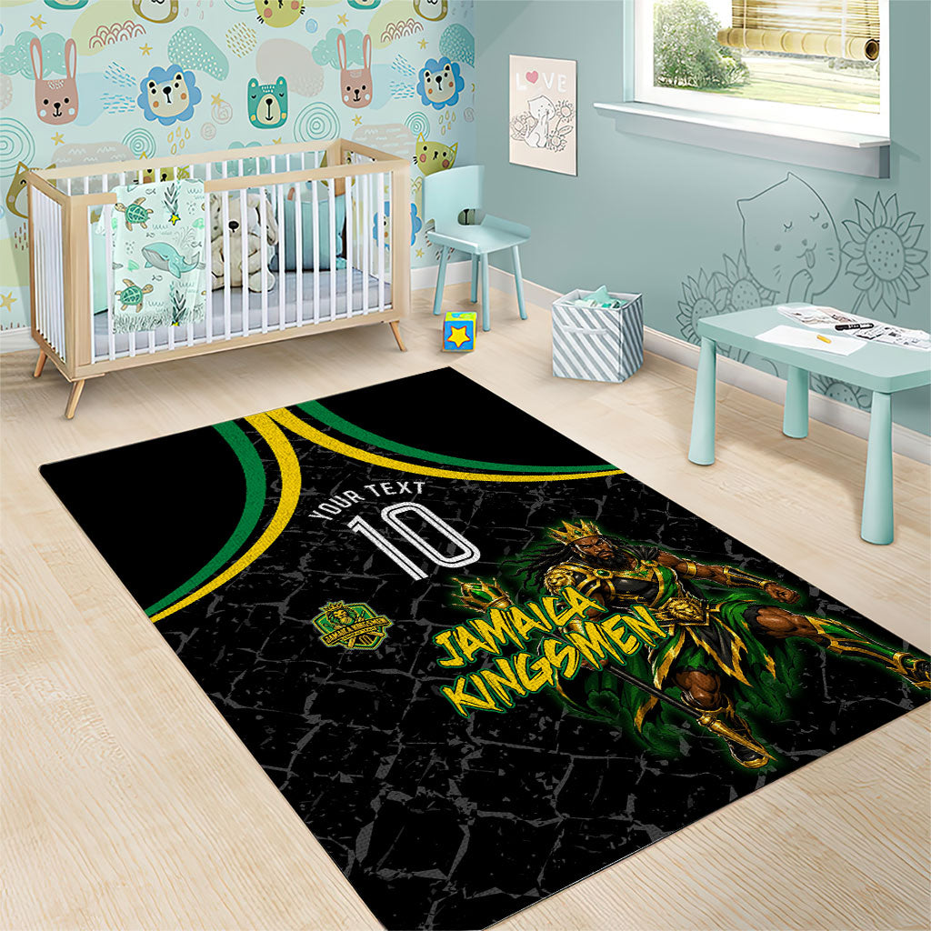Personalized Jamaica Kingsmen Area Rug Caribbean Cricket Royal Warrior King Mascot