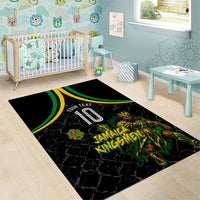 Personalized Jamaica Kingsmen Area Rug Caribbean Cricket Royal Warrior King Mascot