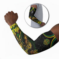 Personalized Jamaica Kingsmen Arm Sleeves Caribbean Cricket Royal Warrior King Mascot