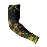 Personalized Jamaica Kingsmen Arm Sleeves Caribbean Cricket Royal Warrior King Mascot