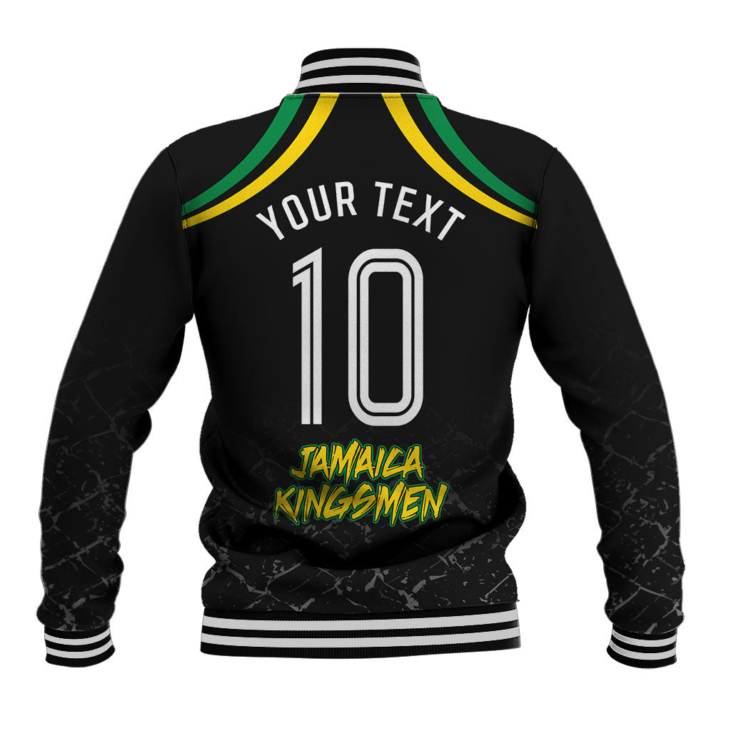 Personalized Jamaica Kingsmen Baseball Jacket Caribbean Cricket Royal Warrior King Mascot