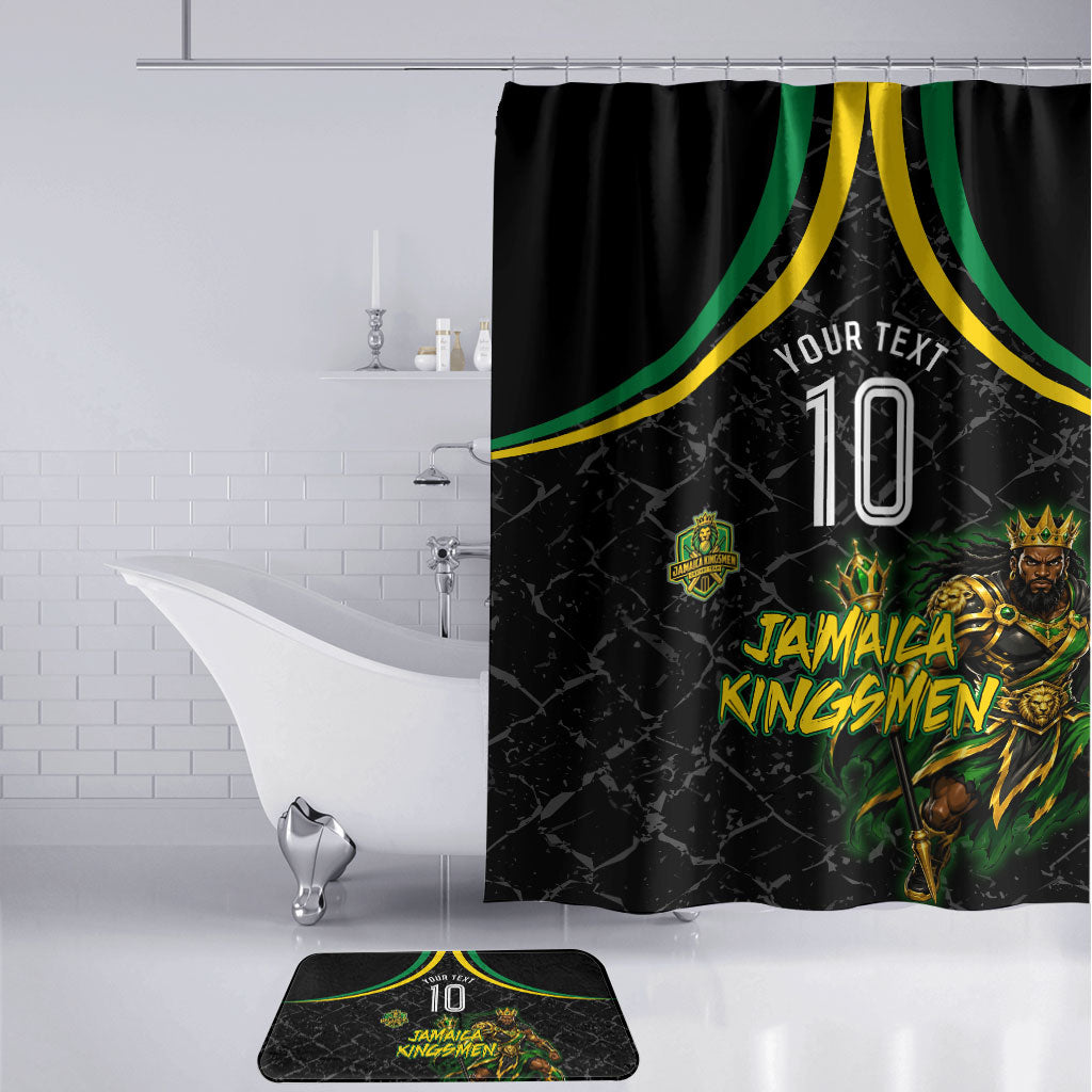 Personalized Jamaica Kingsmen Bathroom Set Caribbean Cricket Royal Warrior King Mascot