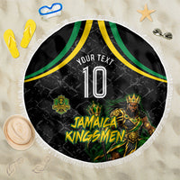 Personalized Jamaica Kingsmen Beach Blanket Caribbean Cricket Royal Warrior King Mascot
