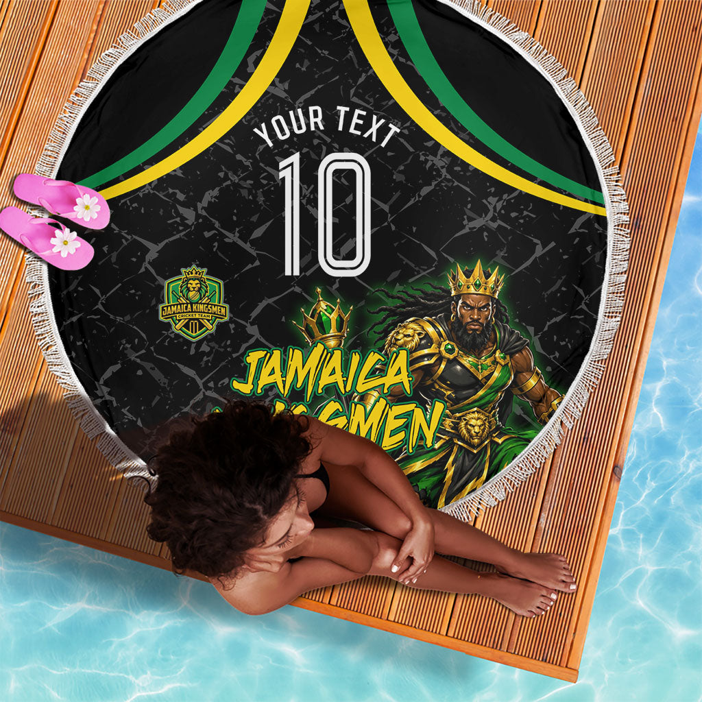 Personalized Jamaica Kingsmen Beach Blanket Caribbean Cricket Royal Warrior King Mascot