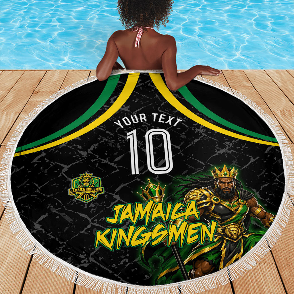 Personalized Jamaica Kingsmen Beach Blanket Caribbean Cricket Royal Warrior King Mascot