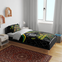 Personalized Jamaica Kingsmen Bedding Set Caribbean Cricket Royal Warrior King Mascot