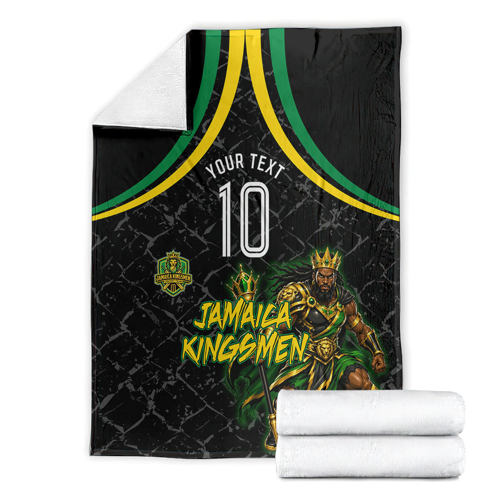 Personalized Jamaica Kingsmen Blanket Caribbean Cricket Royal Warrior King Mascot