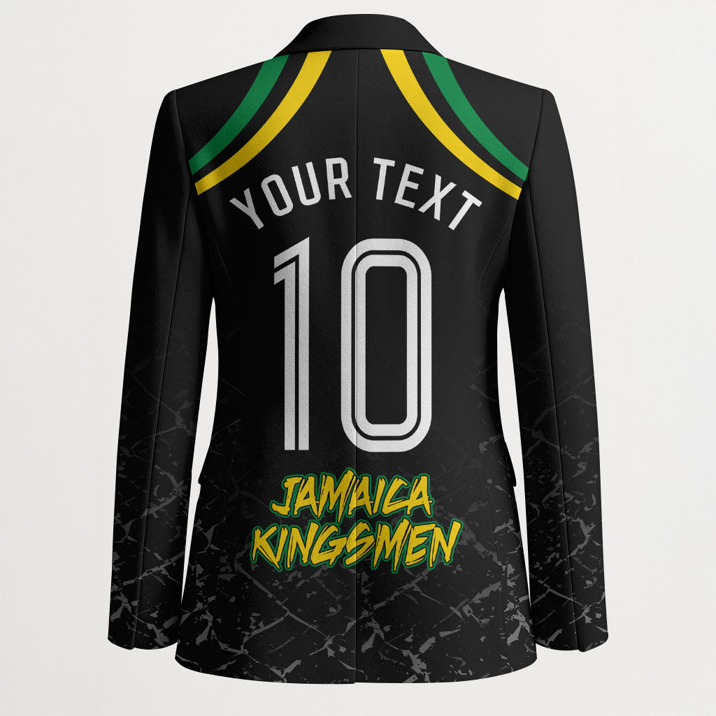 Personalized Jamaica Kingsmen Blazer Caribbean Cricket Royal Warrior King Mascot