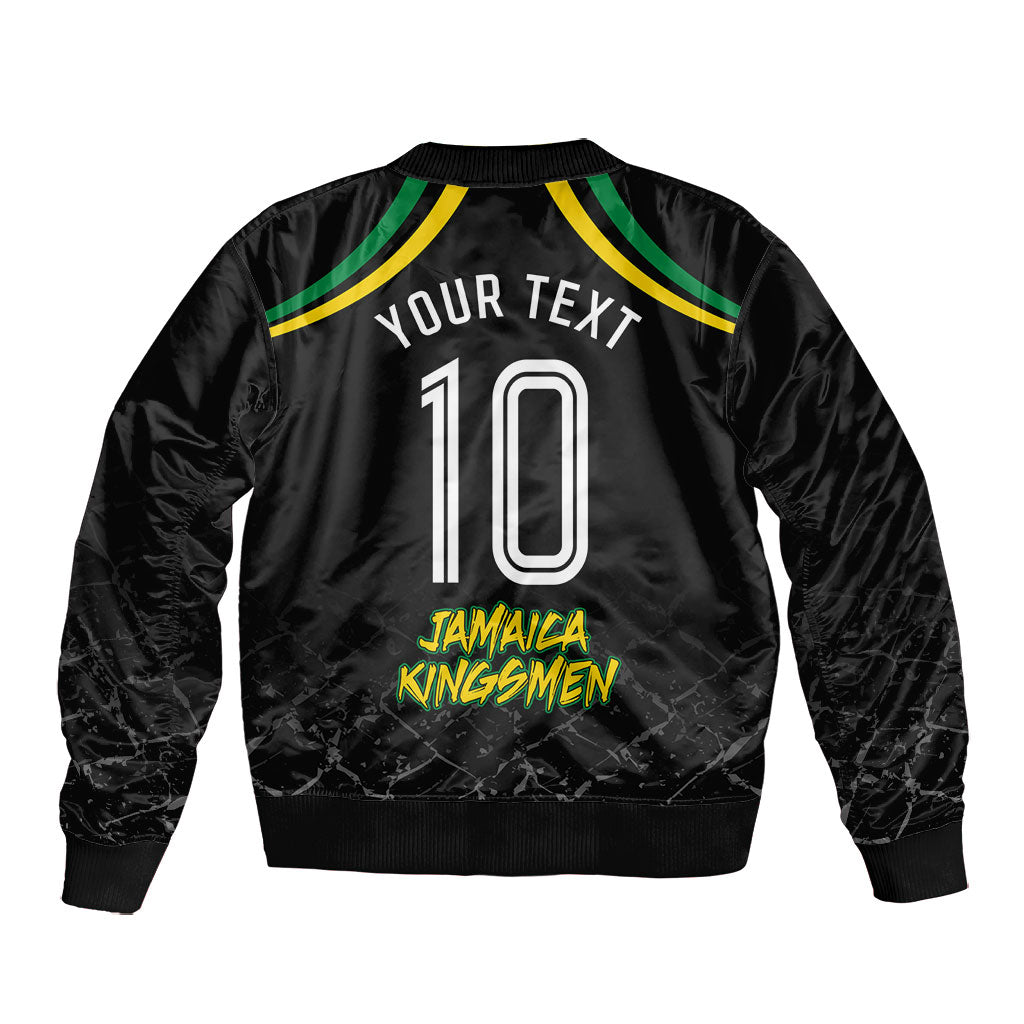 Personalized Jamaica Kingsmen Bomber Jacket Caribbean Cricket Royal Warrior King Mascot