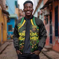 Personalized Jamaica Kingsmen Bomber Jacket Caribbean Cricket Royal Warrior King Mascot