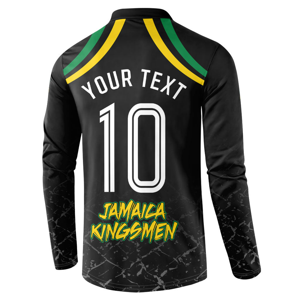 Personalized Jamaica Kingsmen Button Sweatshirt Caribbean Cricket Royal Warrior King Mascot