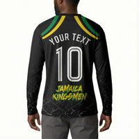 Personalized Jamaica Kingsmen Button Sweatshirt Caribbean Cricket Royal Warrior King Mascot