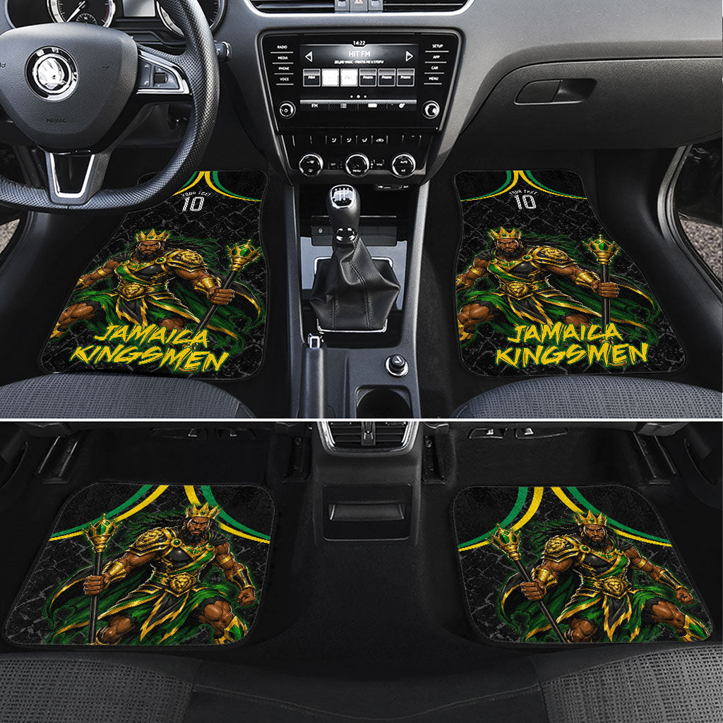 Personalized Jamaica Kingsmen Car Mats Caribbean Cricket Royal Warrior King Mascot
