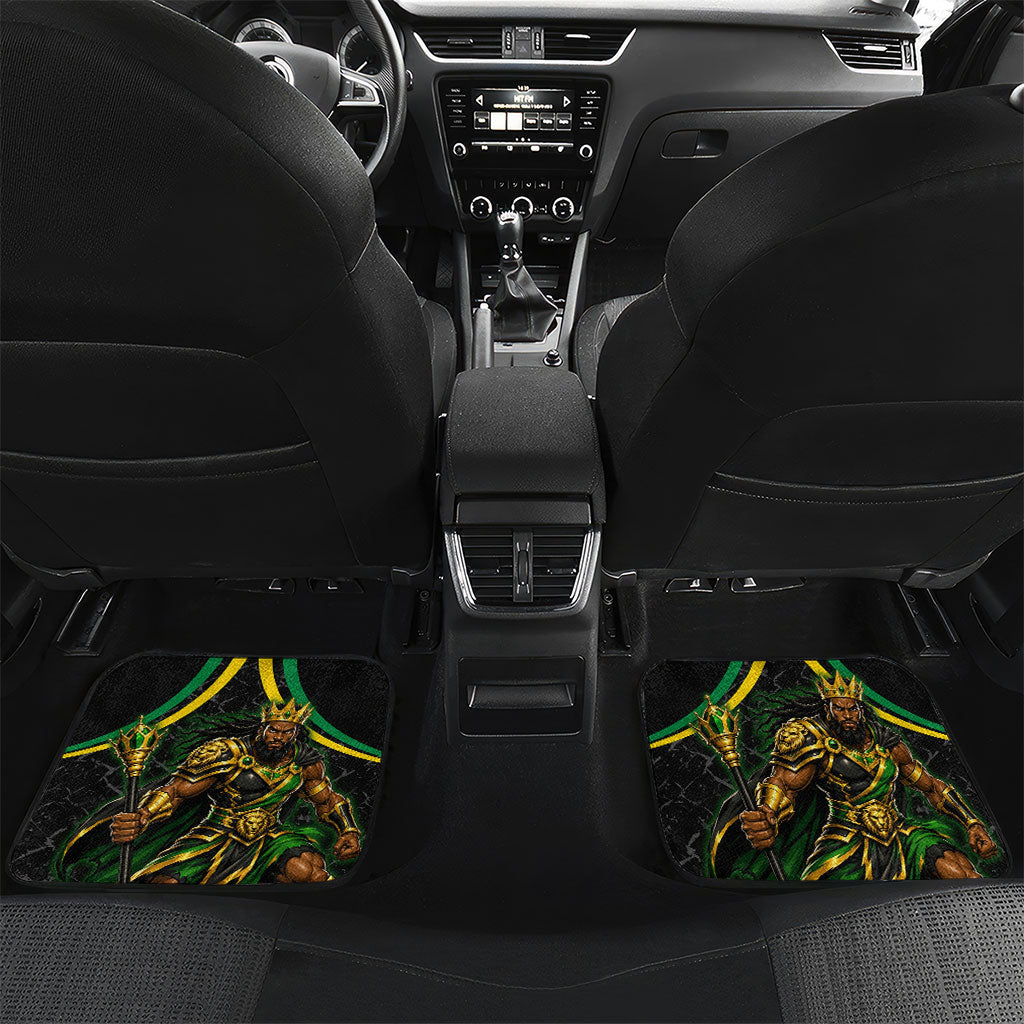 Personalized Jamaica Kingsmen Car Mats Caribbean Cricket Royal Warrior King Mascot