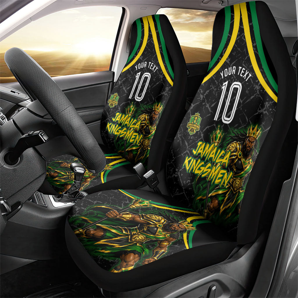 Personalized Jamaica Kingsmen Car Seat Cover Caribbean Cricket Royal Warrior King Mascot