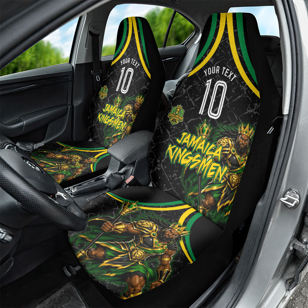 Personalized Jamaica Kingsmen Car Seat Cover Caribbean Cricket Royal Warrior King Mascot