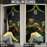 Personalized Jamaica Kingsmen Door Cover Caribbean Cricket Royal Warrior King Mascot