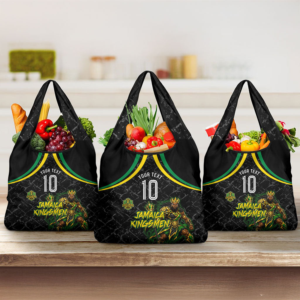 Personalized Jamaica Kingsmen Grocery Bag Caribbean Cricket Royal Warrior King Mascot
