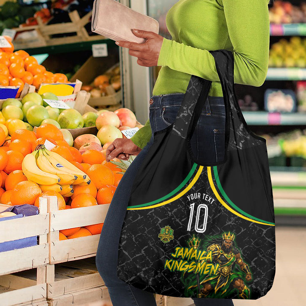 Personalized Jamaica Kingsmen Grocery Bag Caribbean Cricket Royal Warrior King Mascot
