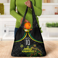 Personalized Jamaica Kingsmen Grocery Bag Caribbean Cricket Royal Warrior King Mascot