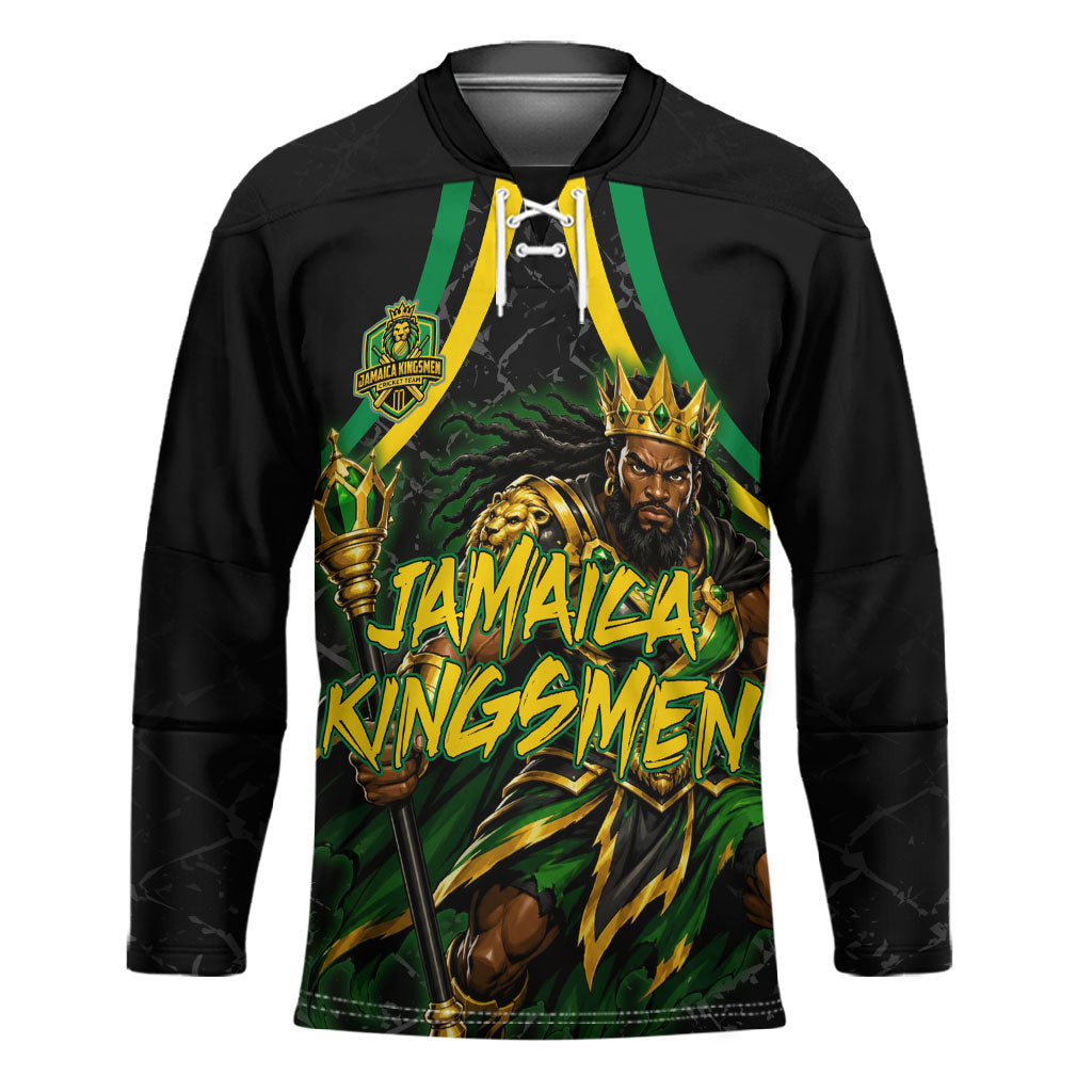 Personalized Jamaica Kingsmen Hockey Jersey Caribbean Cricket Royal Warrior King Mascot