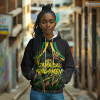 Personalized Jamaica Kingsmen Hoodie Caribbean Cricket Royal Warrior King Mascot