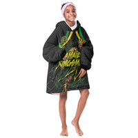 Personalized Jamaica Kingsmen Kid Wearable Blanket Hoodie Caribbean Cricket Royal Warrior King Mascot