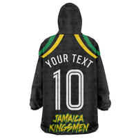 Personalized Jamaica Kingsmen Kid Wearable Blanket Hoodie Caribbean Cricket Royal Warrior King Mascot