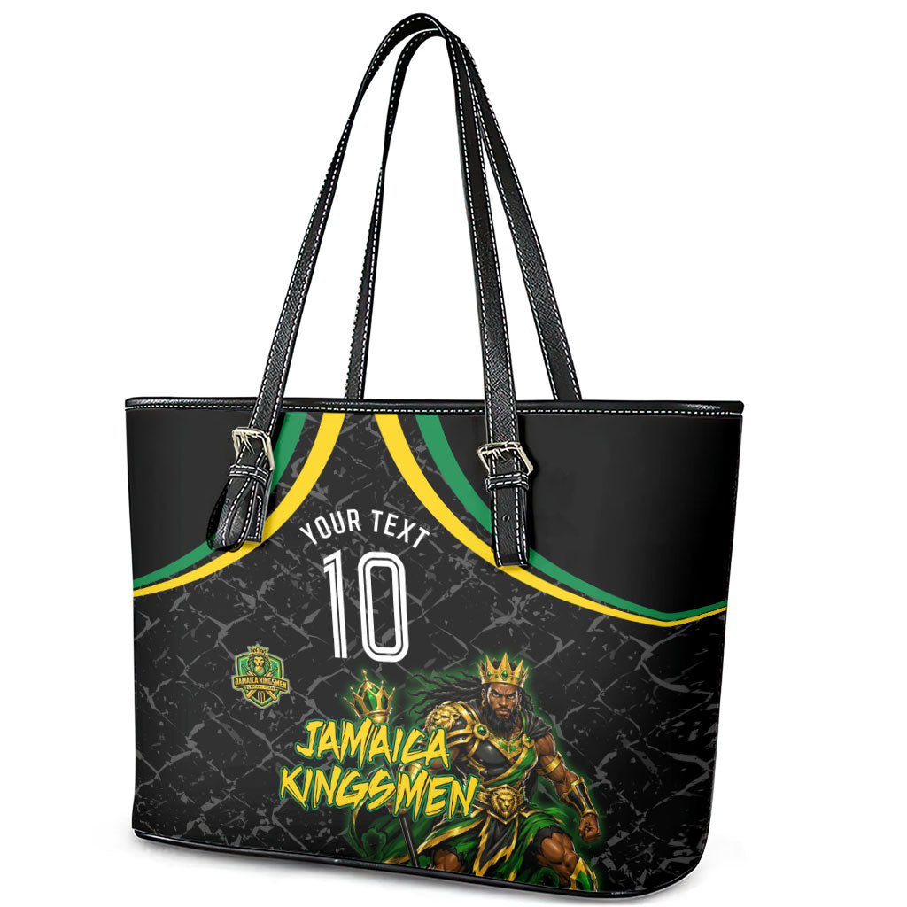 Personalized Jamaica Kingsmen Leather Tote Bag Caribbean Cricket Royal Warrior King Mascot