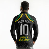Personalized Jamaica Kingsmen Long Sleeve Polo Shirt Caribbean Cricket Royal Warrior King Mascot