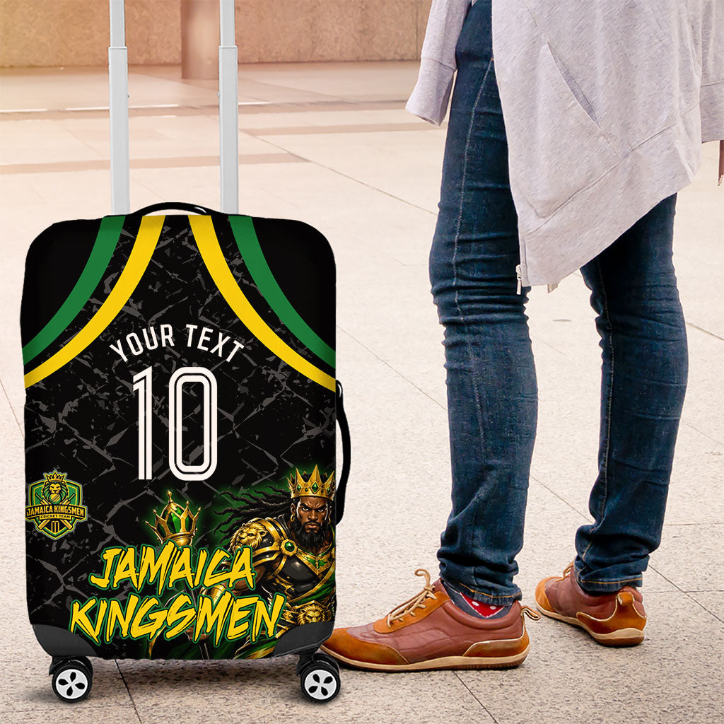 Personalized Jamaica Kingsmen Luggage Cover Caribbean Cricket Royal Warrior King Mascot