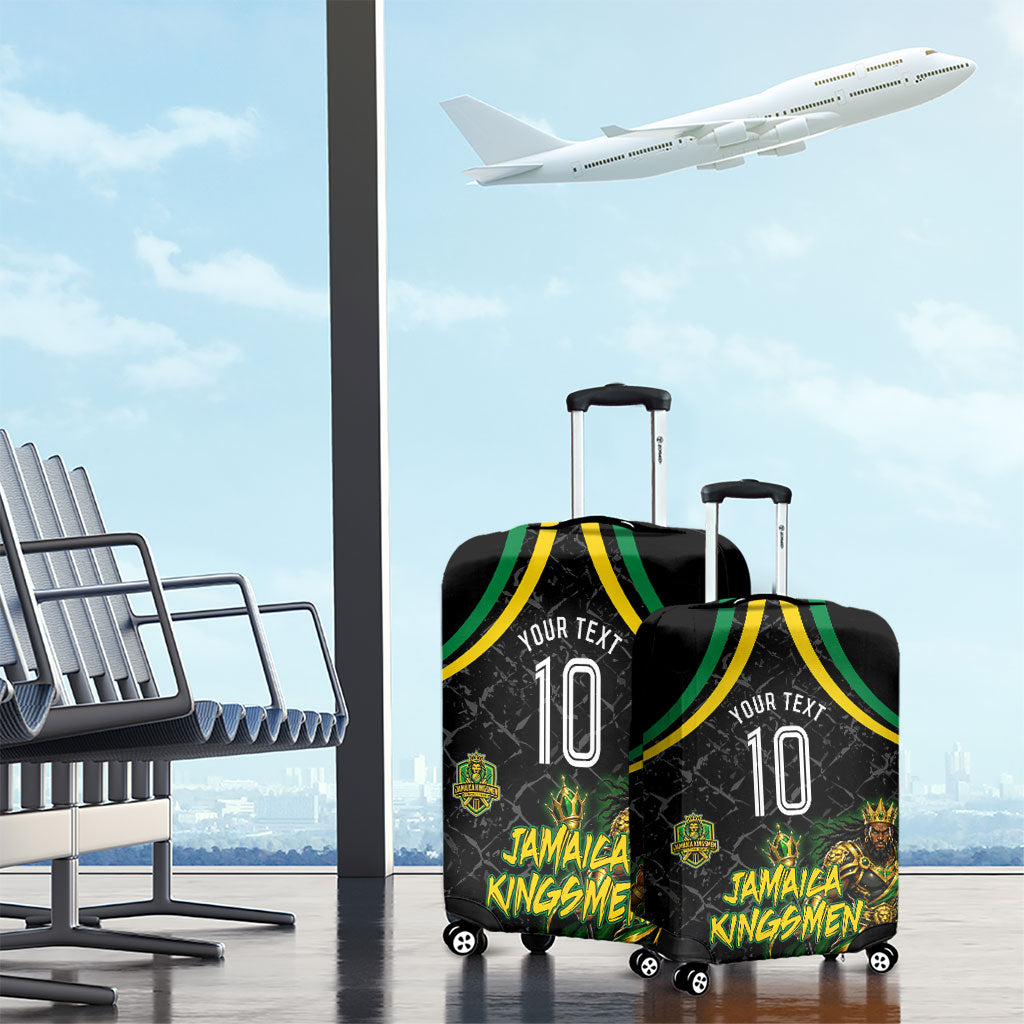 Personalized Jamaica Kingsmen Luggage Cover Caribbean Cricket Royal Warrior King Mascot