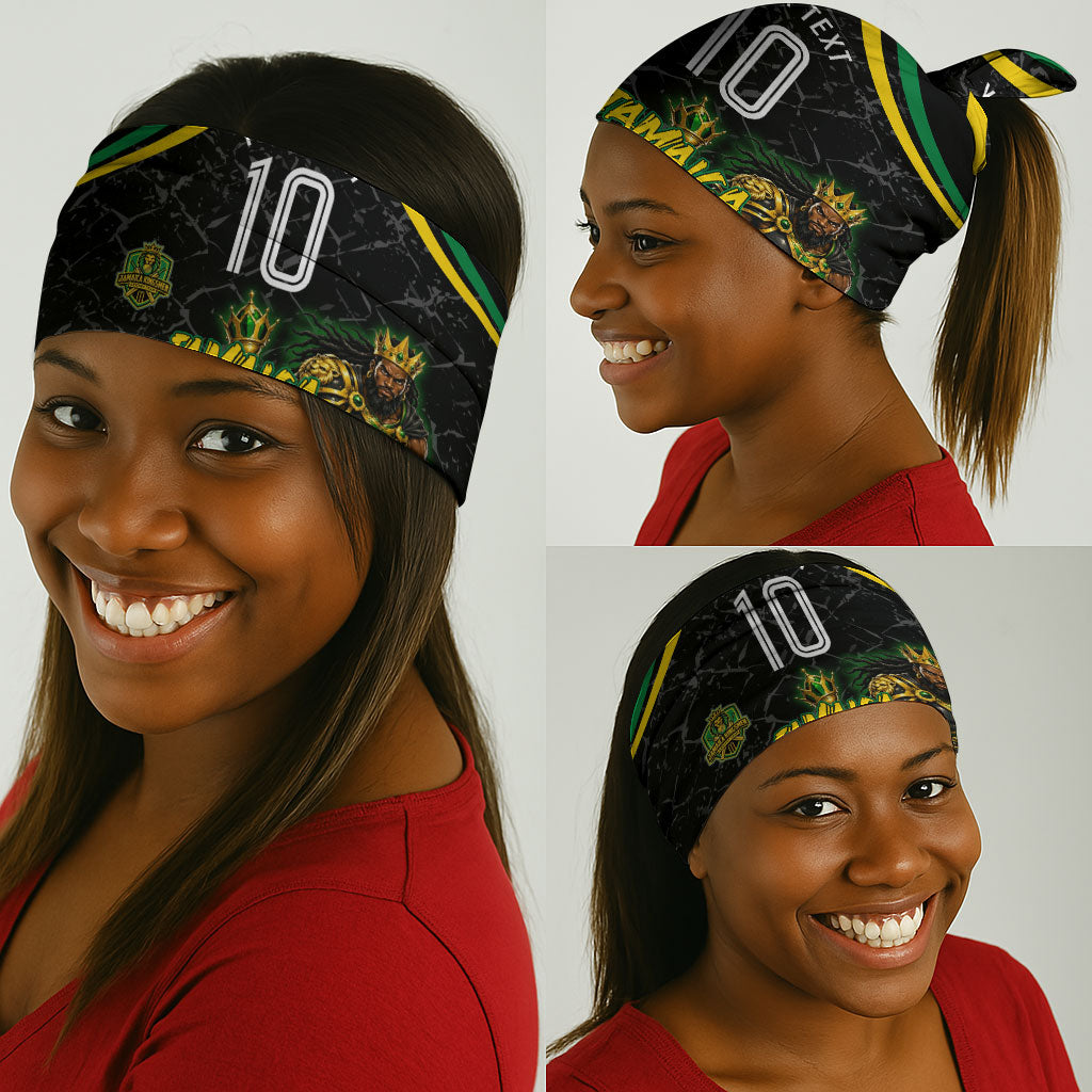 Personalized Jamaica Kingsmen Neck Gaiter Caribbean Cricket Royal Warrior King Mascot