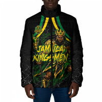 Personalized Jamaica Kingsmen Padded Jacket Caribbean Cricket Royal Warrior King Mascot