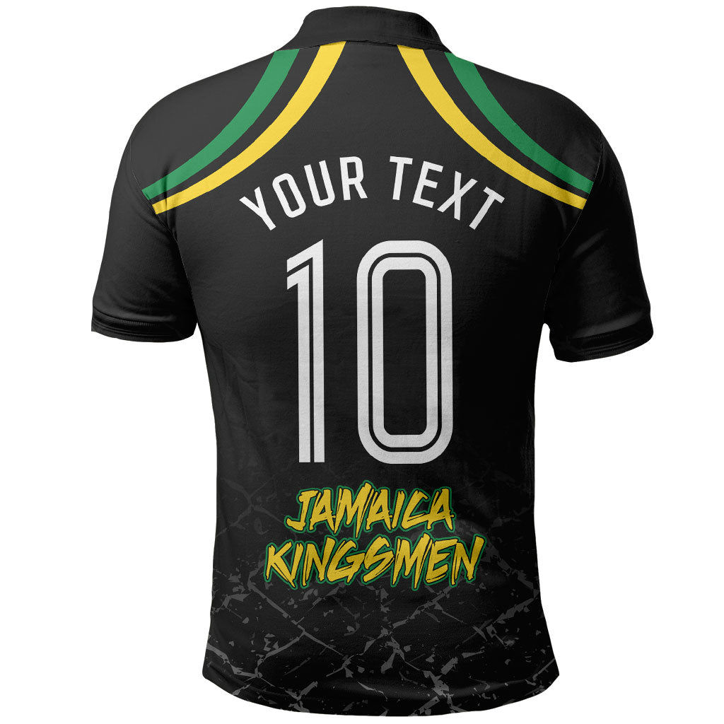 Personalized Jamaica Kingsmen Polo Shirt Caribbean Cricket Royal Warrior King Mascot