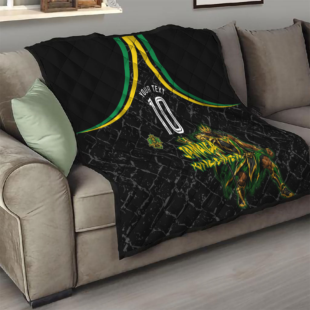 Personalized Jamaica Kingsmen Quilt Caribbean Cricket Royal Warrior King Mascot