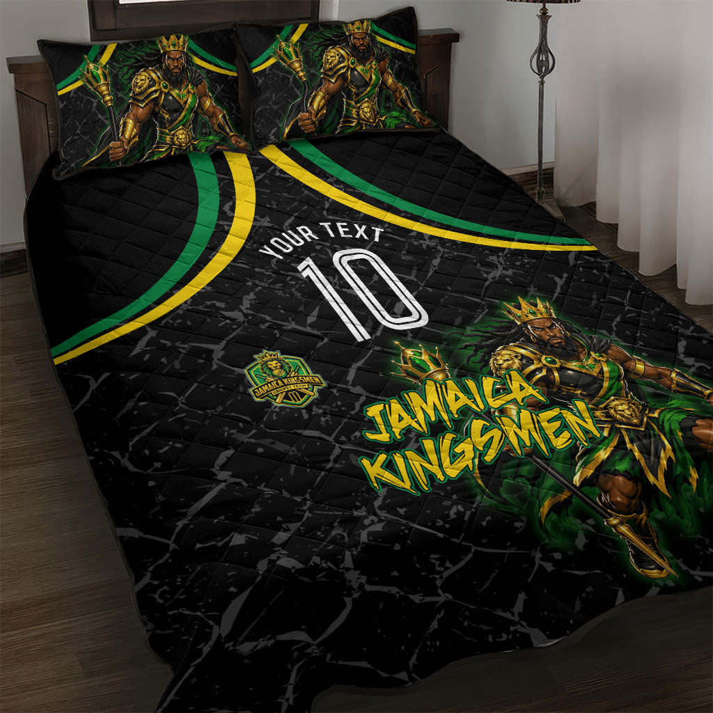 Personalized Jamaica Kingsmen Quilt Bed Set Caribbean Cricket Royal Warrior King Mascot