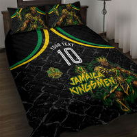 Personalized Jamaica Kingsmen Quilt Bed Set Caribbean Cricket Royal Warrior King Mascot