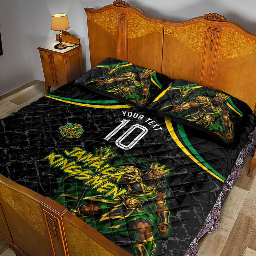 Personalized Jamaica Kingsmen Quilt Bed Set Caribbean Cricket Royal Warrior King Mascot