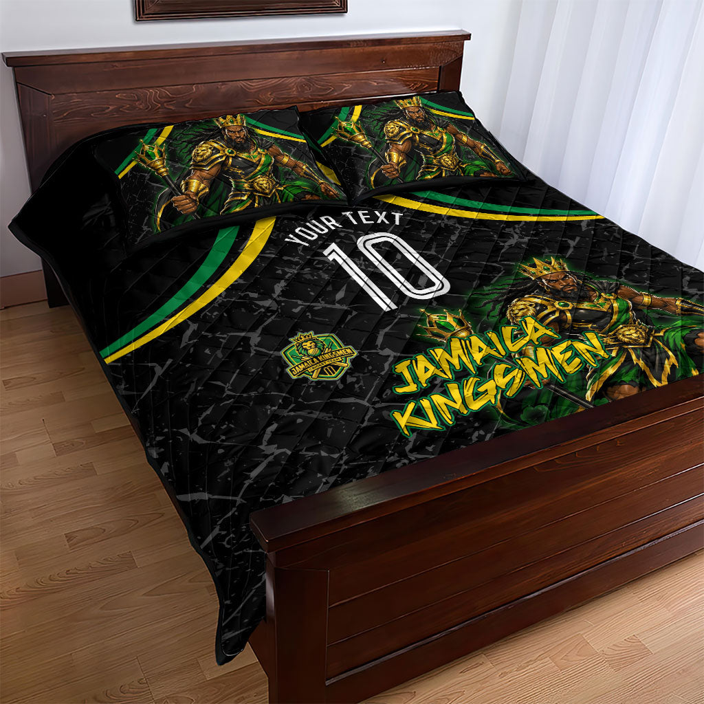 Personalized Jamaica Kingsmen Quilt Bed Set Caribbean Cricket Royal Warrior King Mascot