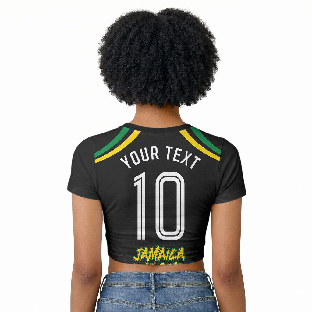 Personalized Jamaica Kingsmen Raglan Cropped T shirt Caribbean Cricket Royal Warrior King Mascot